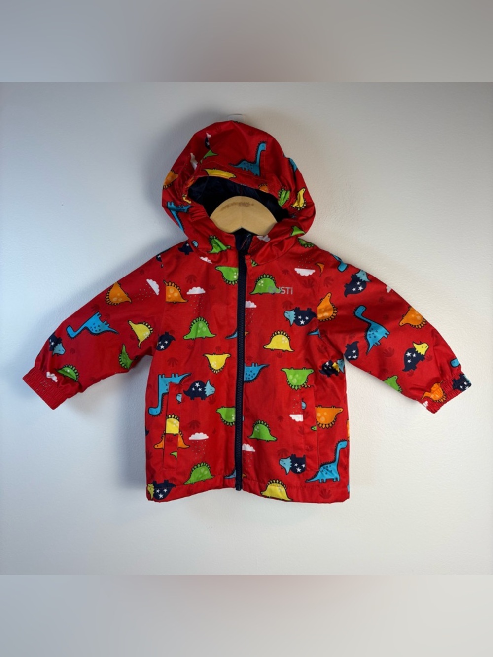 Gusti Toddler Red Dinosaur Rain Jacket, Size 18 Months, Lined, Outdoors